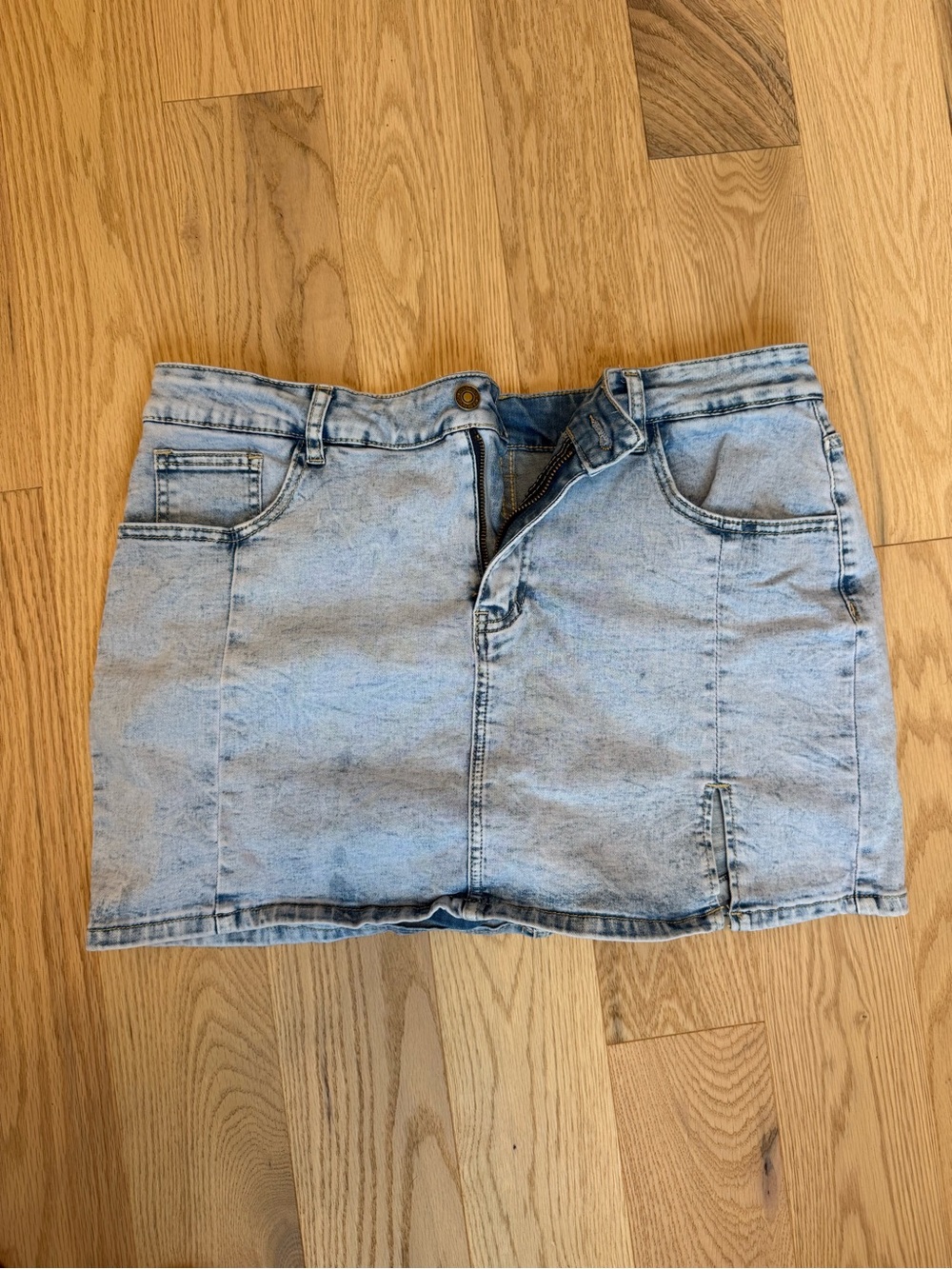 Light Wash Denim Mini Skirt - Classic Casual